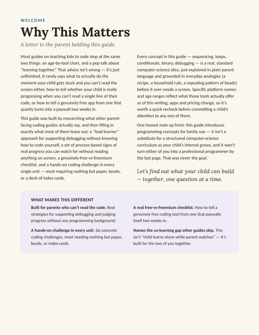 Why This Matters — welcome letter page