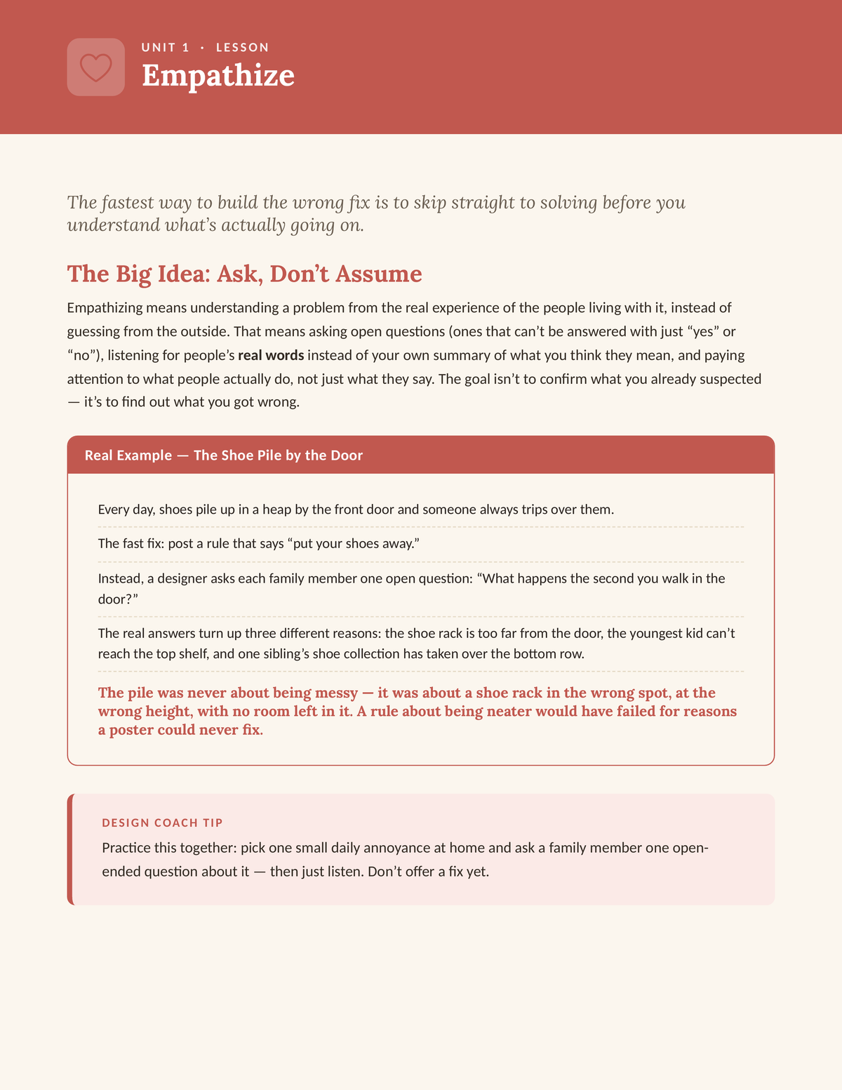 Sample lesson — Unit 1: Empathize