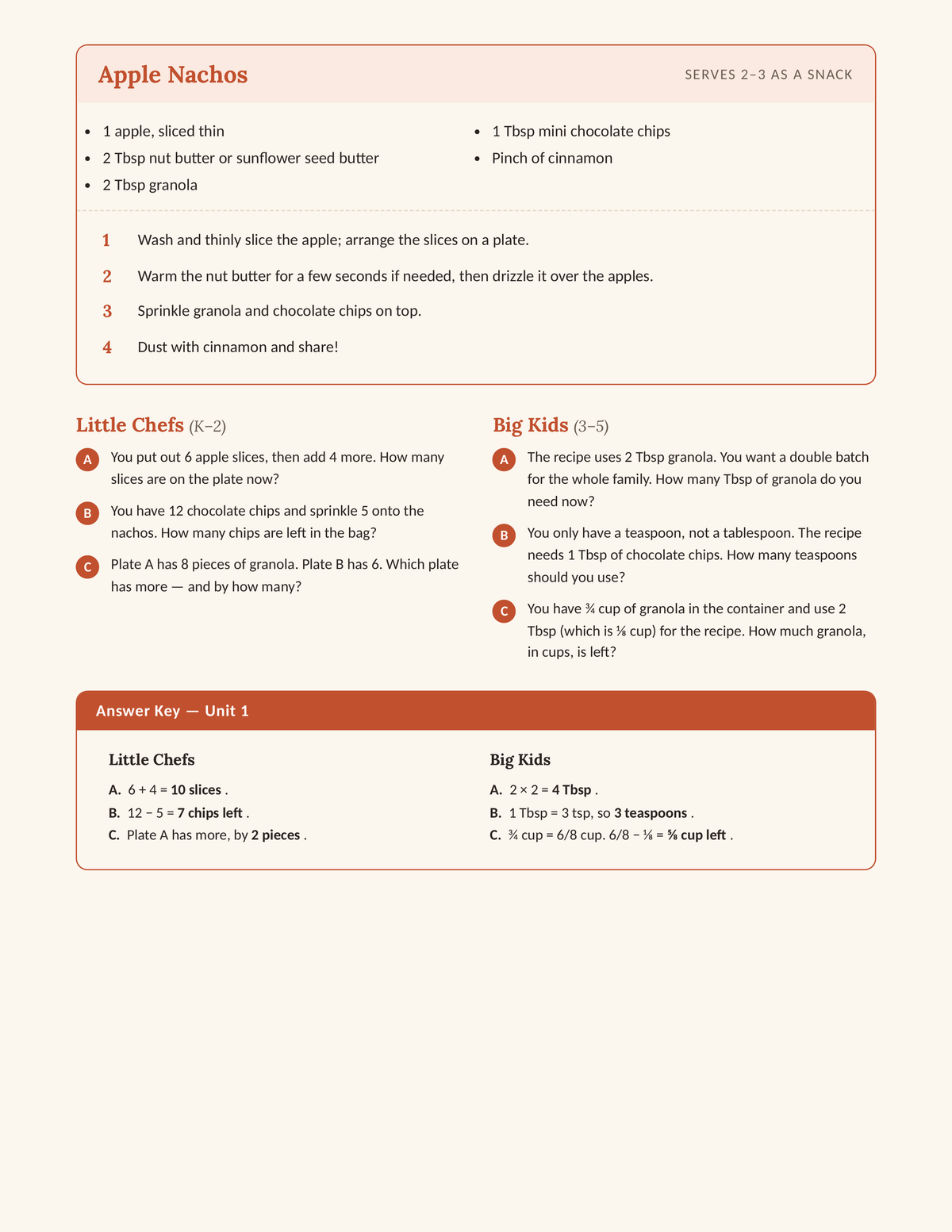 Sample lesson – Apple Nachos with Little Chefs and Big Kids tracks