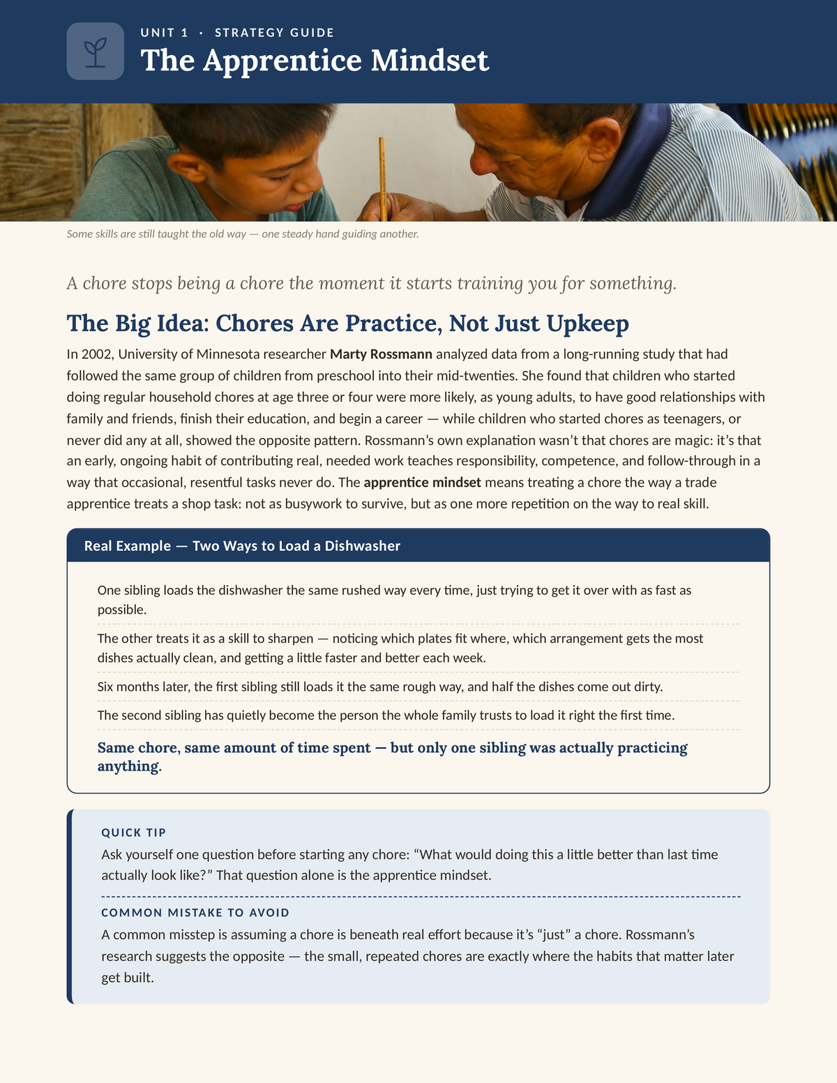 The Apprentice Model — Unit 1: The Apprentice Mindset, strategy guide with Rossmann research and real example