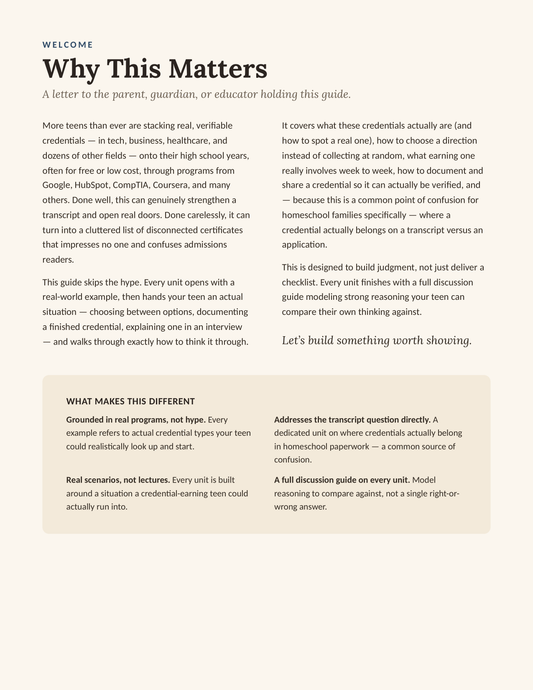 Why This Matters — a letter to parents and educators