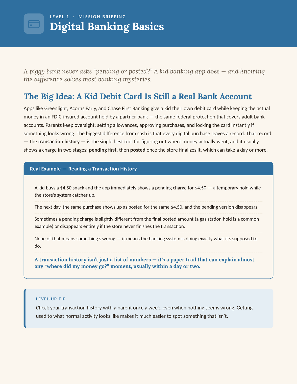 Sample lesson — Level 1: Digital Banking Basics