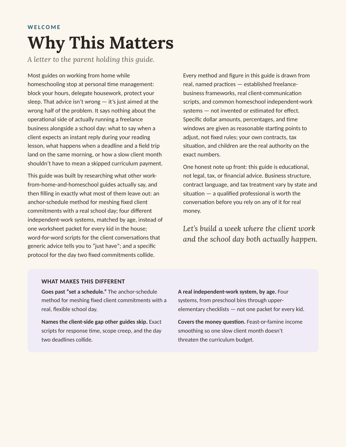 Why This Matters — welcome letter page