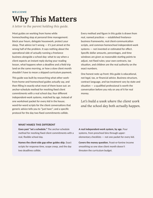 Why This Matters — welcome letter page