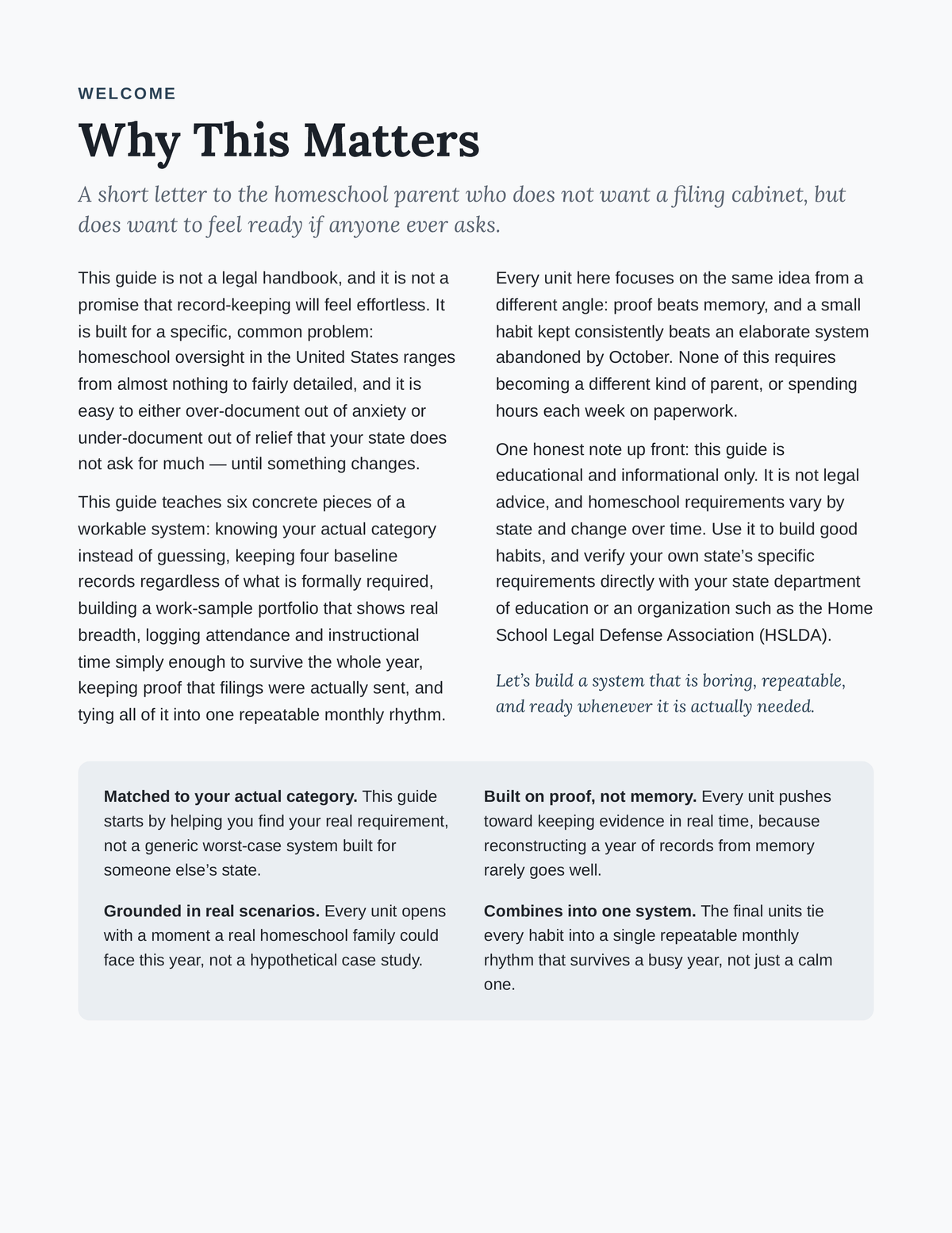 Why This Matters — welcome page