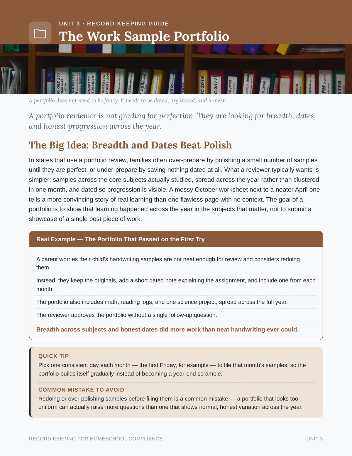 Unit 3: The Work Sample Portfolio — The Portfolio That Passed on the First Try