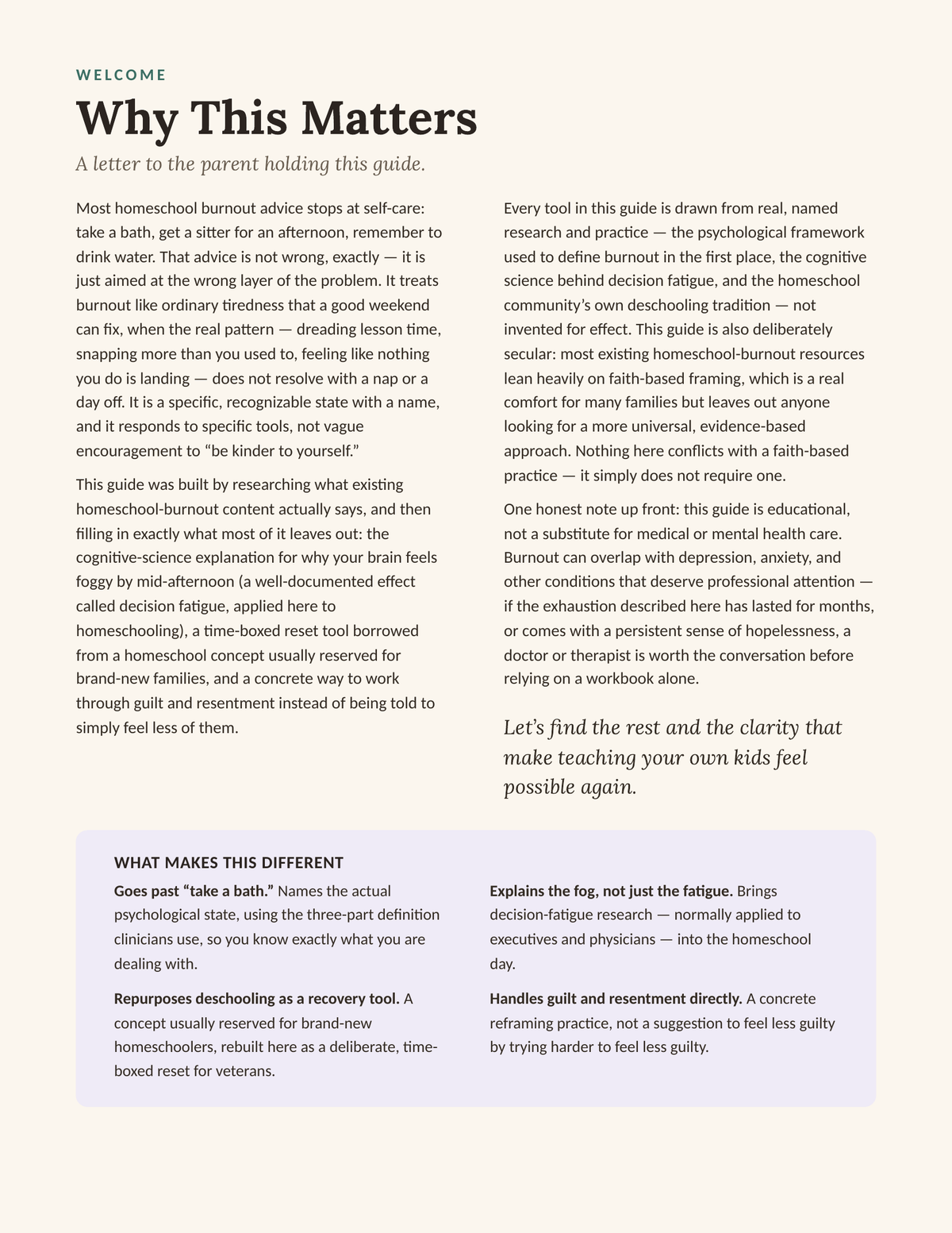 Why This Matters — welcome letter page