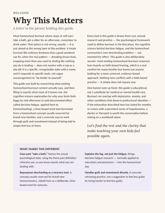 Why This Matters — welcome letter page