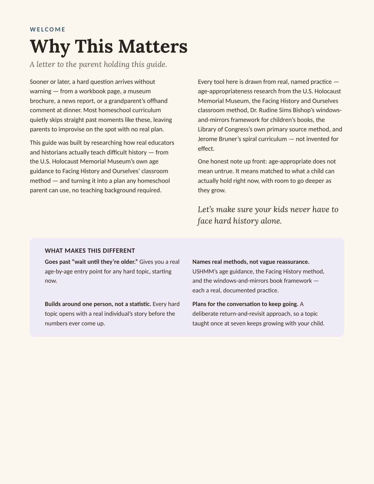 Why This Matters — welcome letter page