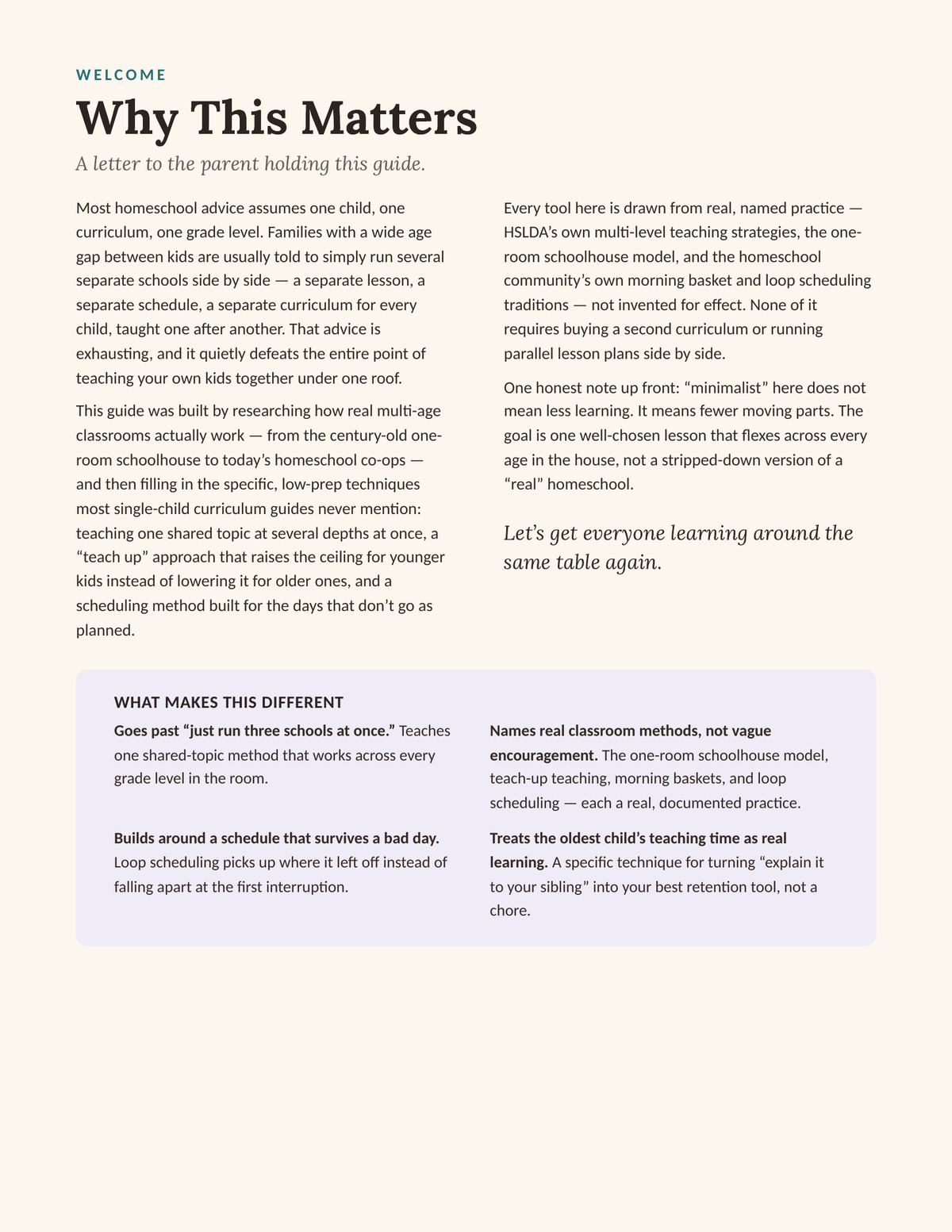 Why This Matters — welcome letter page