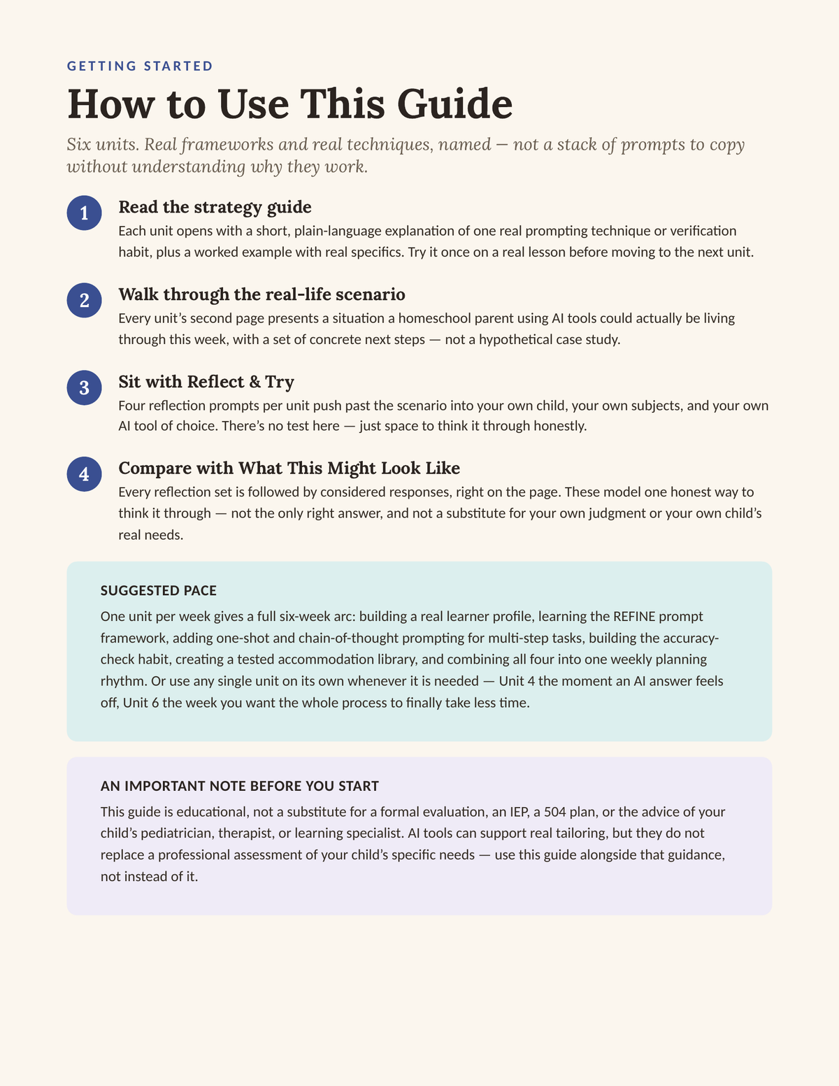 How to Use This Guide — getting started page